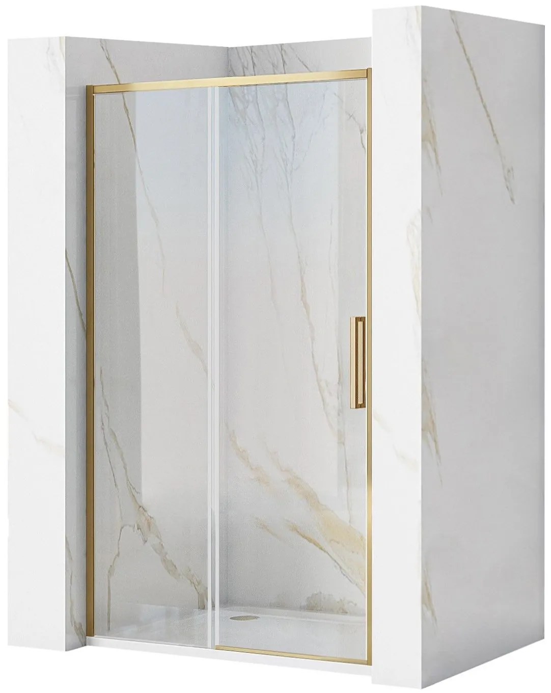 Rea Rapid Slide, posuvné sprchové dvere 1400 x 1950 mm, 6mm číre sklo, zlatý matný profil, REA-K8591