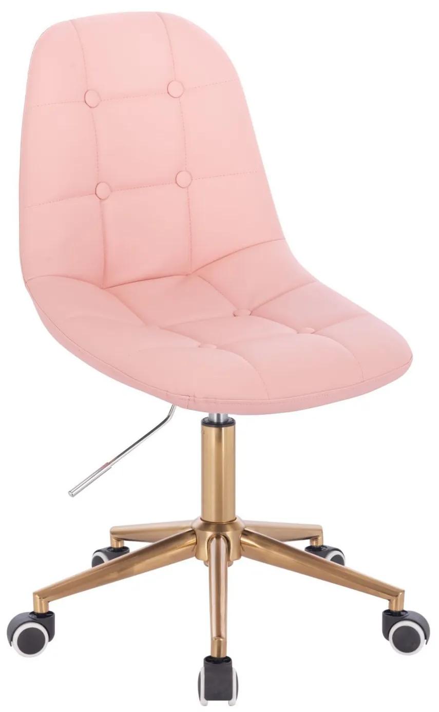 LuxuryForm DESIGN Stolička SAMSON na zlatej podstave s kolieskami - ružová