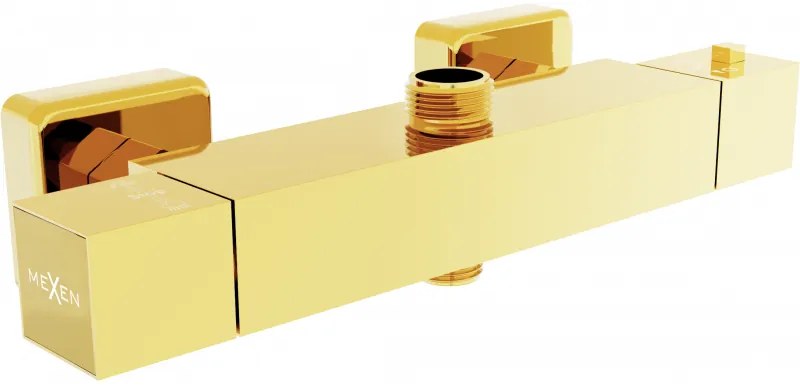 Mexen CUBE termostatická batéria s horným pripojením, zlatá, 77250-50