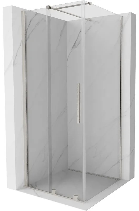 Mexen Velar, sprchový kút s posuvnými dverami 120 x 120 cm, 8mm číre sklo, brúsená oceľ, 871-120-120-01-97