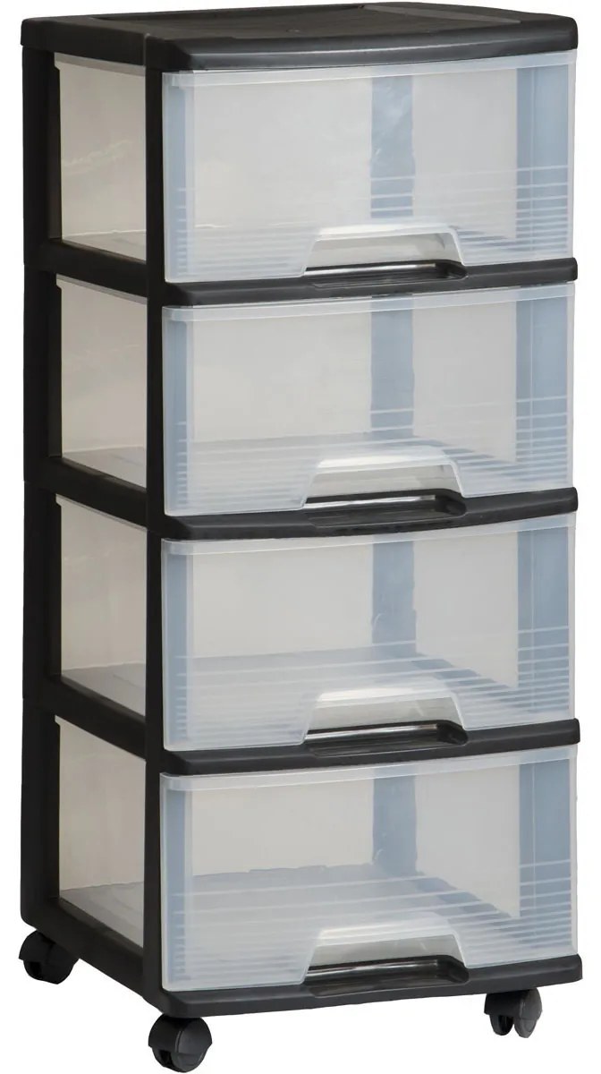 Curver Regálik sa Šuplíky čierny 4x20l