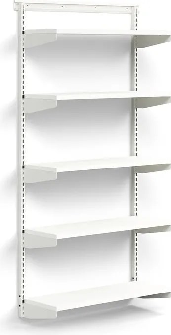 Nástenný regál RELY, základná sekcia, laminátové police, 1800x900x300 mm, biela