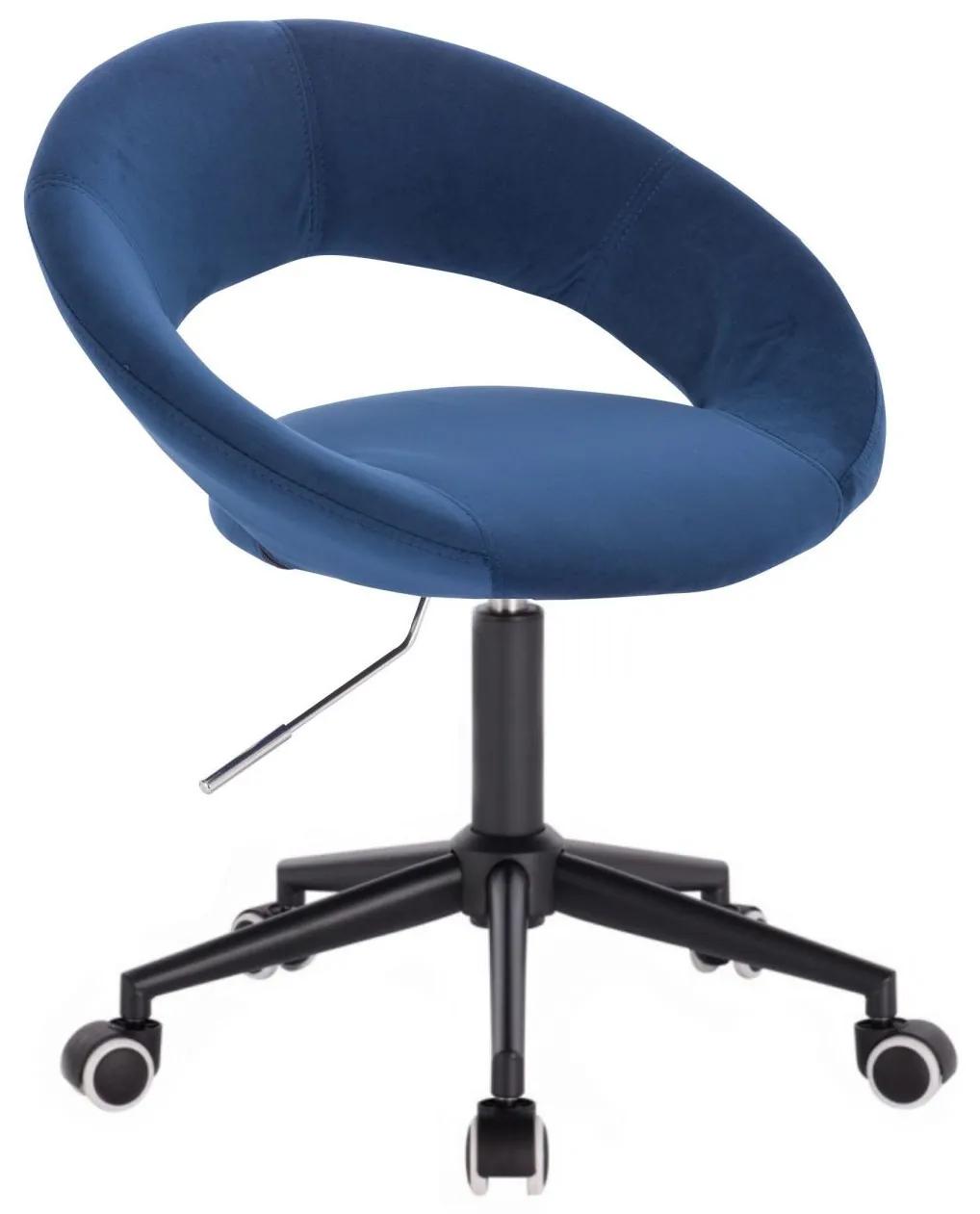 LuxuryForm DESIGN Stolička NAPOLI VELUR na čiernej podstave s kolieskami - modrá