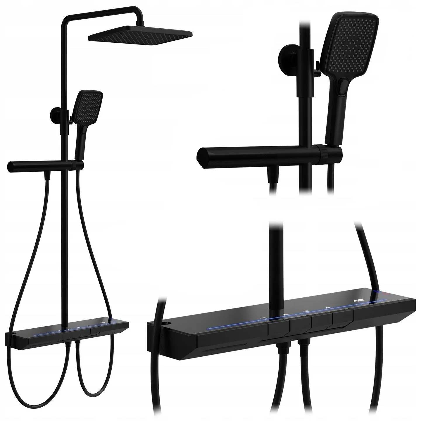 Rea Pedro, sprchový set s termostatom, čierna matná, REA-P0897