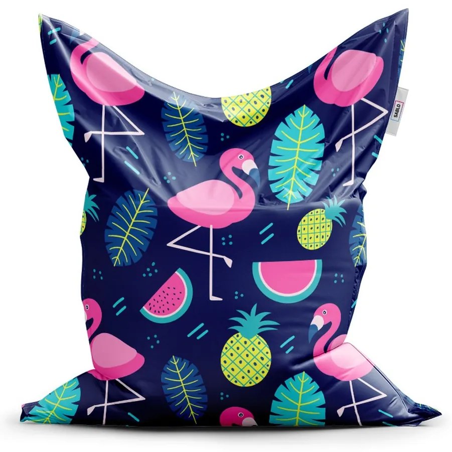 Sedací vak Classic ružoví plameniaci - detský, farebná