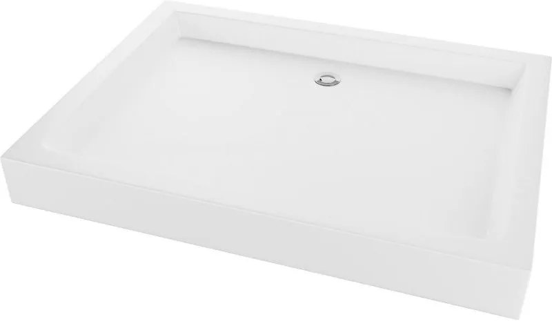 Mexen Rio, obdĺžniková sprchová vanička 120x80x14 cm + chrómový sifón, biela, 45108012