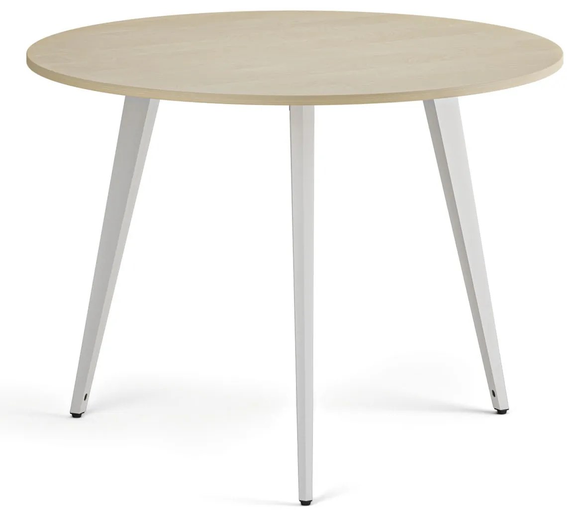 Konferenčný stôl PRIMO VIBE, priemer 100 cm, biela podnož, breza