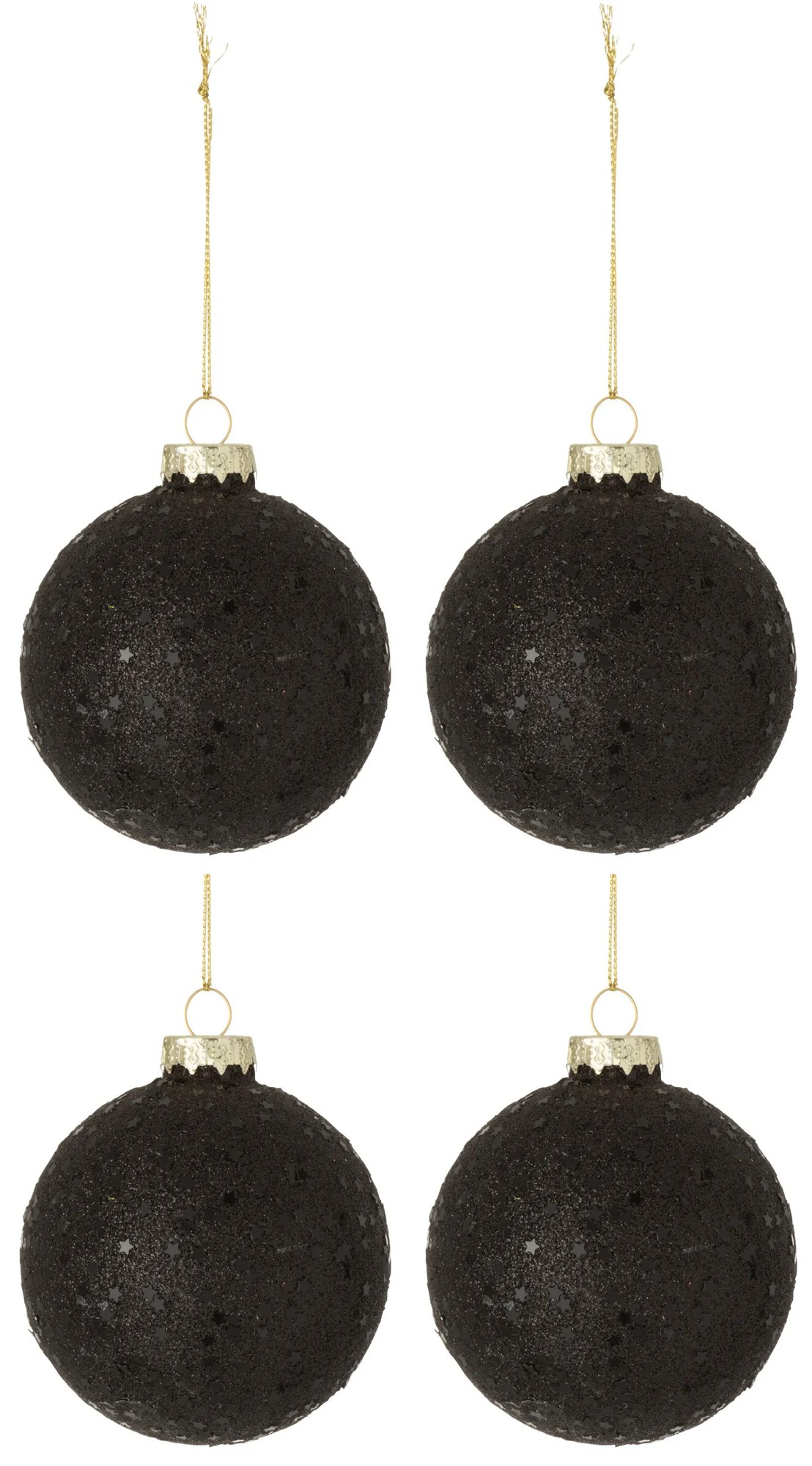 4ks čierne vianočné gule baubles stars black - Ø 10cm