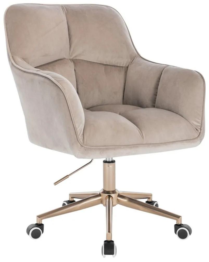 LuxuryForm DESIGN Kreslo AMALFI VELUR na zlatej podstave s kolieskami - latte