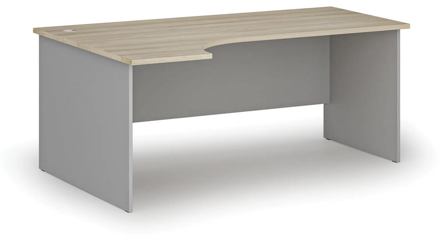 Kancelársky rohový pracovný stôl PRIMO GRAY, 1800 x 1200 mm, ľavý, sivá/dub prírodný