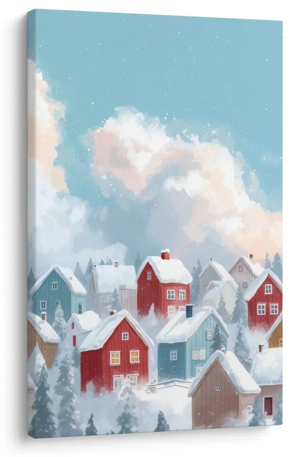 Obraz zasnežená dedinka