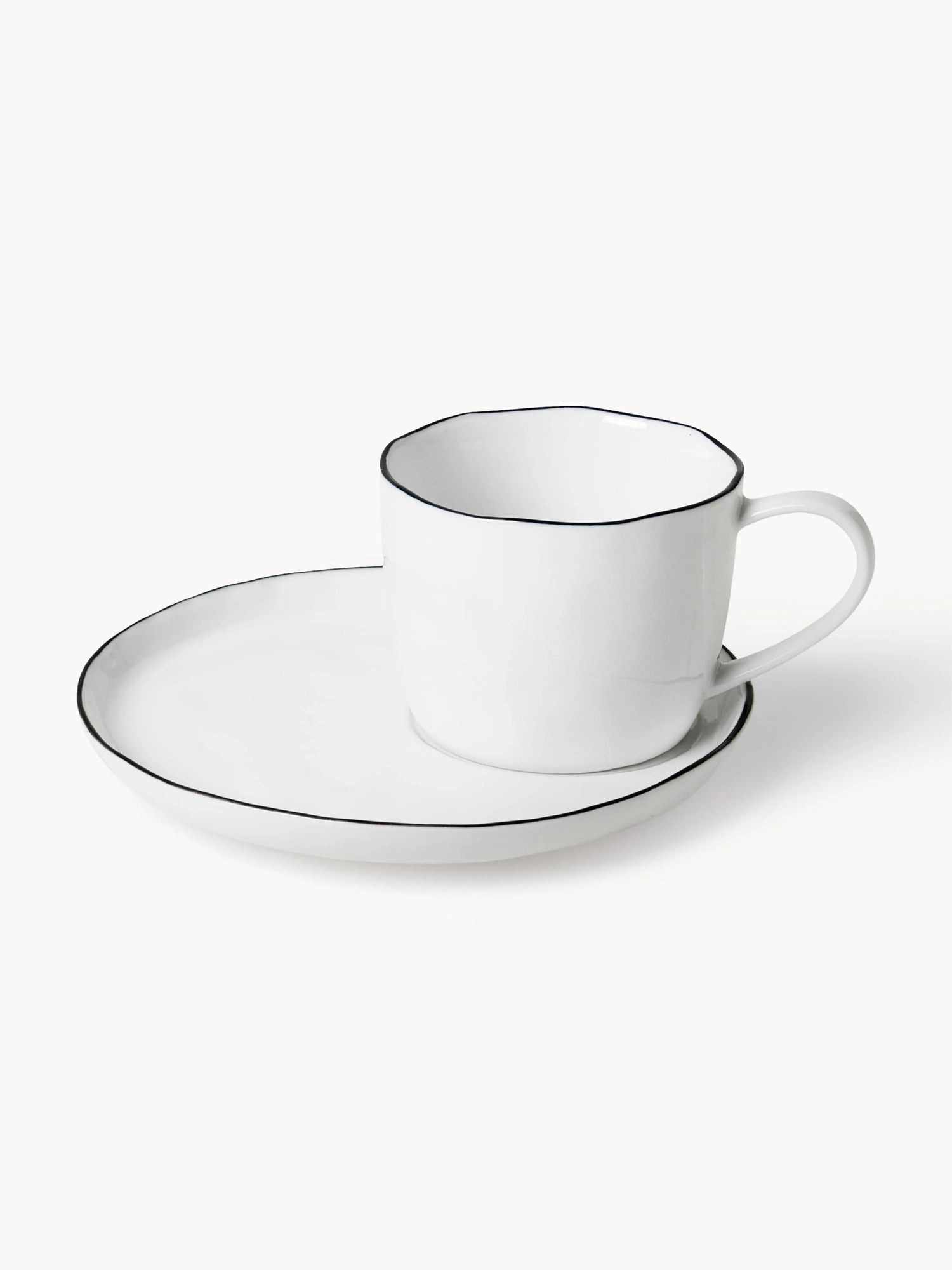 Ručne vyrobená šálka's podšálkou z porcelánu Salt