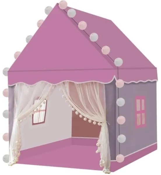 Kruzzel 22653 Detský stan so svetielkami ružový