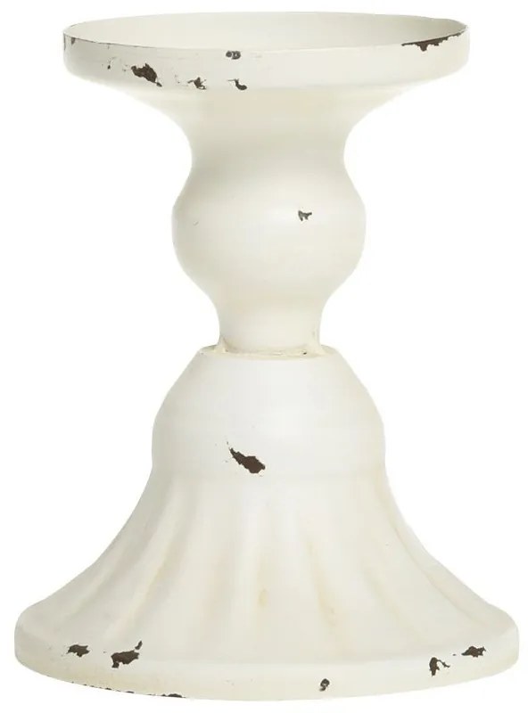 Krémový antik dekoračný svietnik na úzku sviečku Livia - Ø 9*11 cm