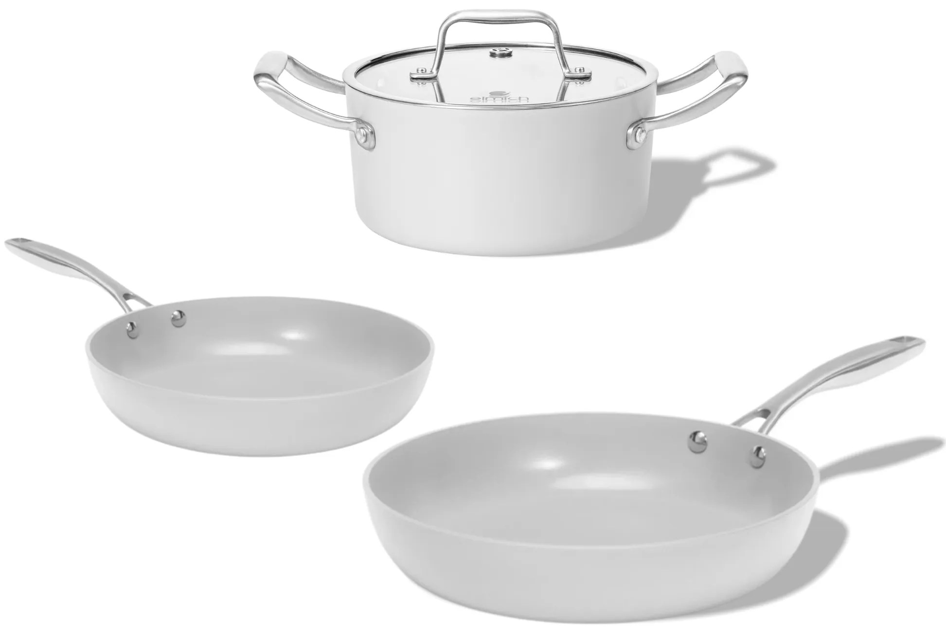 Elmich Sada keramického riadu Vital 3 ks, 2 panvice a 1 hrniec, krémovo biela