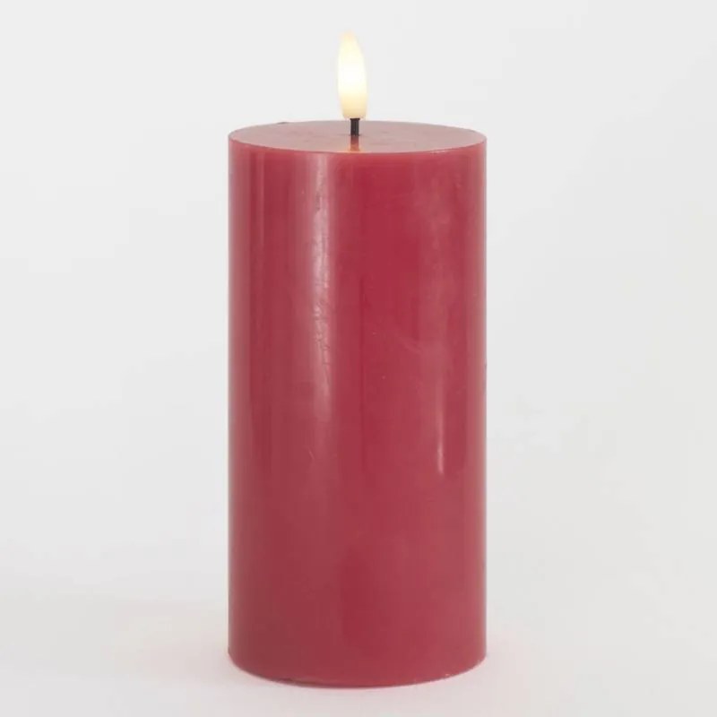 SIRIUS LED vosková sviečka Sille, ružová slivka, 7,5 x 15 cm