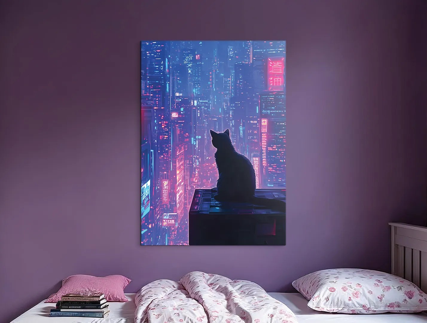 drevko | Moderný obraz Mačka nad mestom drevko | Moderný obraz Mačka nad mestom