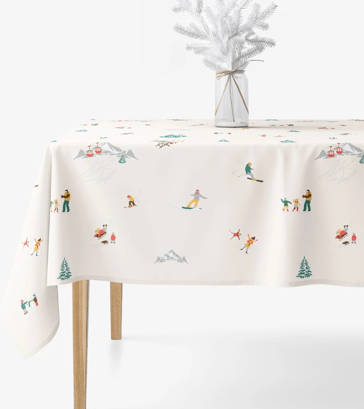 Goldea hranatý obrus 100% bavlnené plátno - zimné radovánky 140 x 220 cm