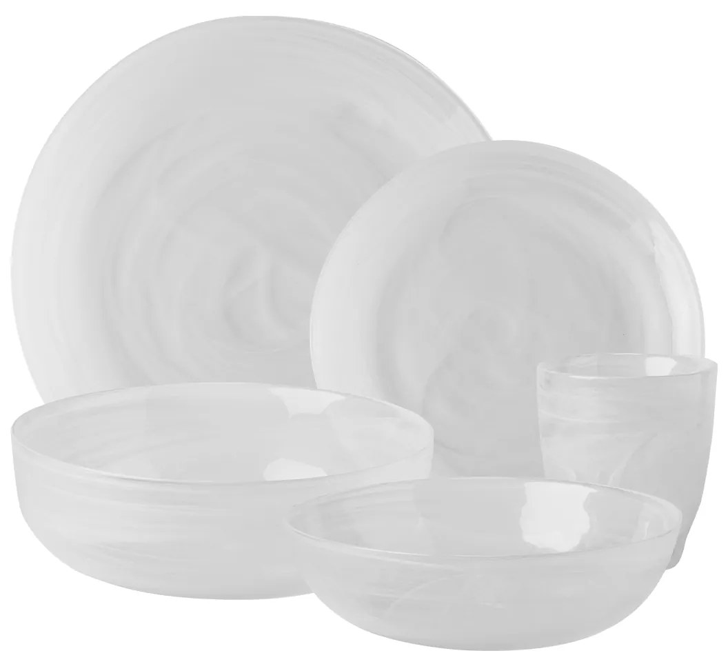 Sklenený set biely 25 ks – Elements Glass - w0066