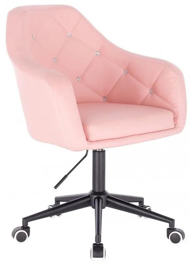 LuxuryForm DESIGN Kreslo ROMA na čierne podstave s kolieskami - ružové