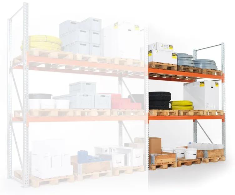 META Paletový regál 3300x2700x800 mm, 2 poschodia, prístavný
