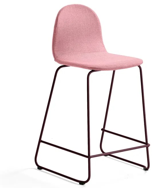 Barová stolička GANDER, s klzákmi, výška sedu 630 mm, čalúnená, červená