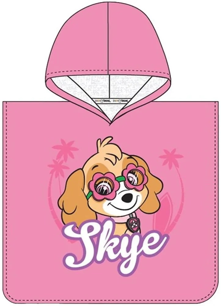 Dievčenské plážové pončo Labková patrola - motív Ready to relax! - 100% bavlna - 50 × 115 cm - pre deti od 3 do 6 rokov