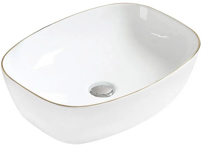 Mexen LITA umývadlo, 49x37 cm, biela/zlatý okraj, 22124905