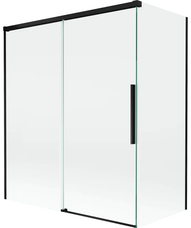 Mexen Rox, 2-krídlová posuvná vaňová zástena 140 + 70 x 150 cm, 8mm číre sklo, čierny matný profil, 8C9-140-070-70-00