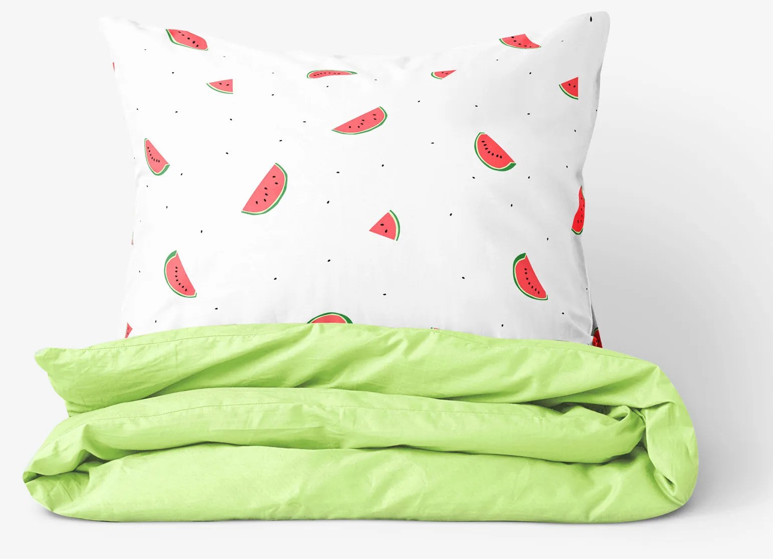 Goldea bavlnené posteľné obliečky duo - melóny s jarnou zelenou 140 x 200 a 70 x 90 cm