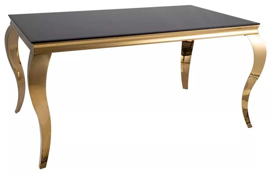 Jedálenský stôl Prince 150 x 90 cm, čierna / zlatá