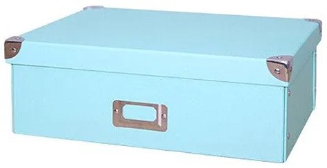 Štýlový skladací papierový úložný box tyrkysový, viac veľkostí 34x24x15 cm
