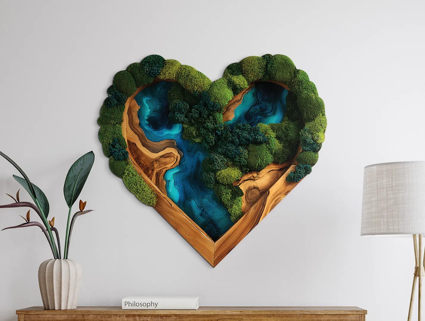 drevko | Srdcový machový obraz Prúdenie (UV tlač) 465 x 50 cm