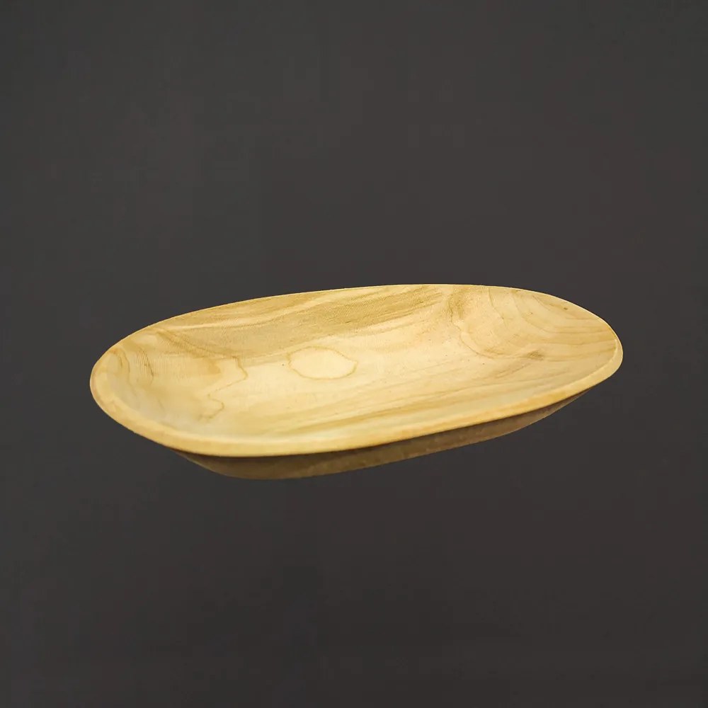 AMADEA Dřevěný servírovací podnos ovál, masivní dřevo, 22 cm