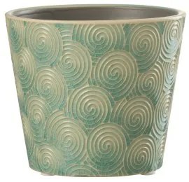 Tyrkysový vzorovaný obal na kvetináč Spiral S - Ø11 * 10 cm