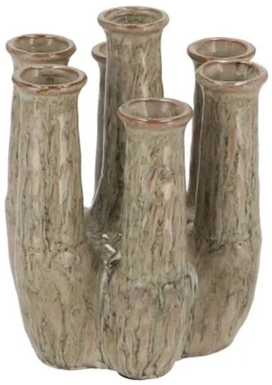 Zelená keramická váza s tubusmi a aktívnou glazúrou Jahra Tulip - 15*13*18 cm