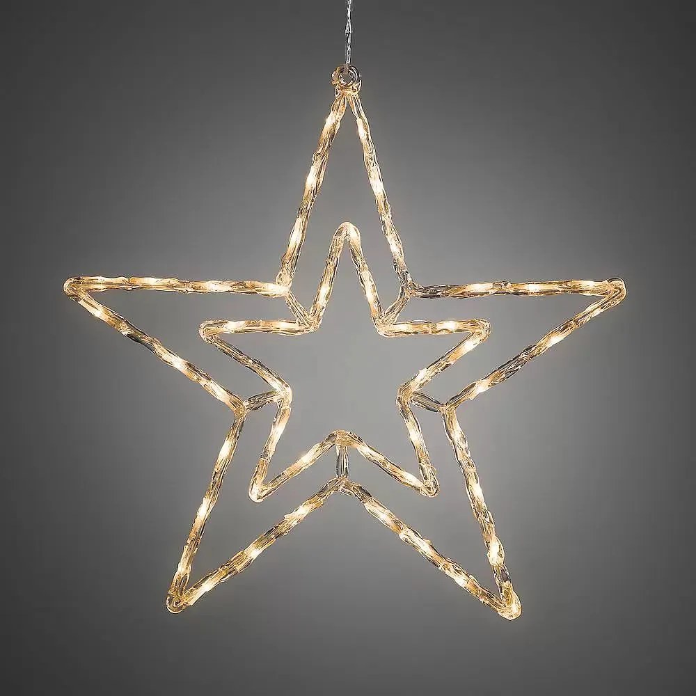 LED svetelná dekorácia hviezda, napájanie: sieťové, teplá biela, výška: 58 cm