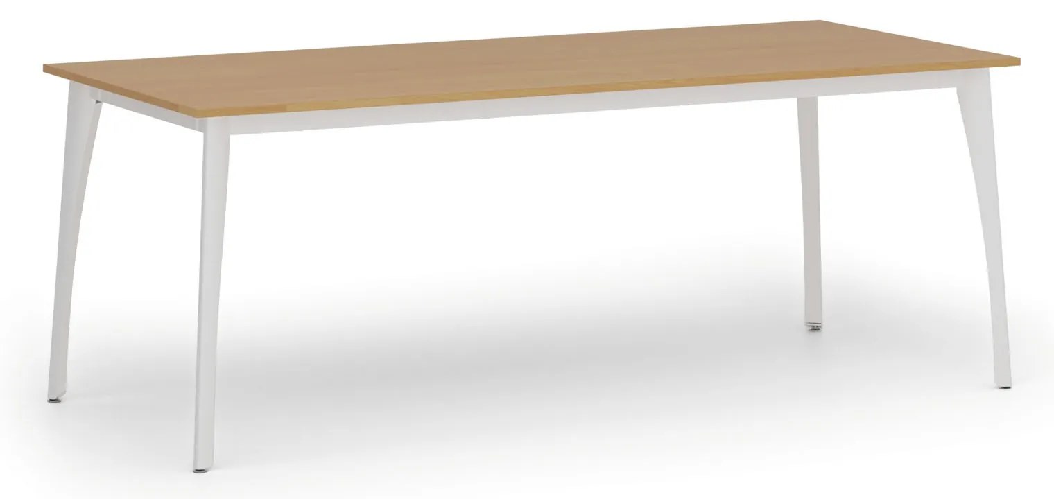 Rokovací kancelársky stôl PRIMO OMEGA, 200x90 cm, biela podnož, buk