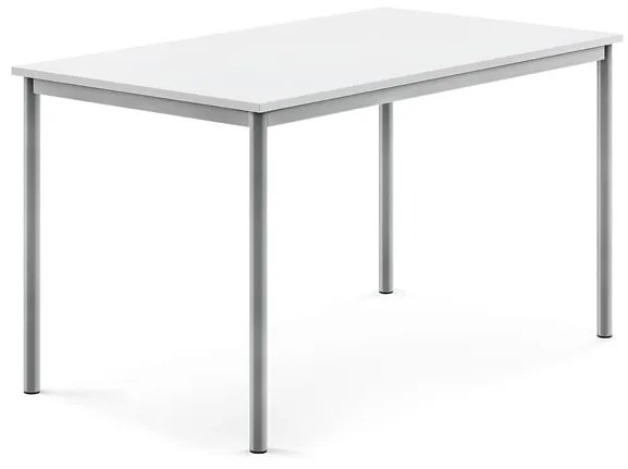 Stôl SONITUS, 1400x800x760 mm, HPL - biela, strieborná