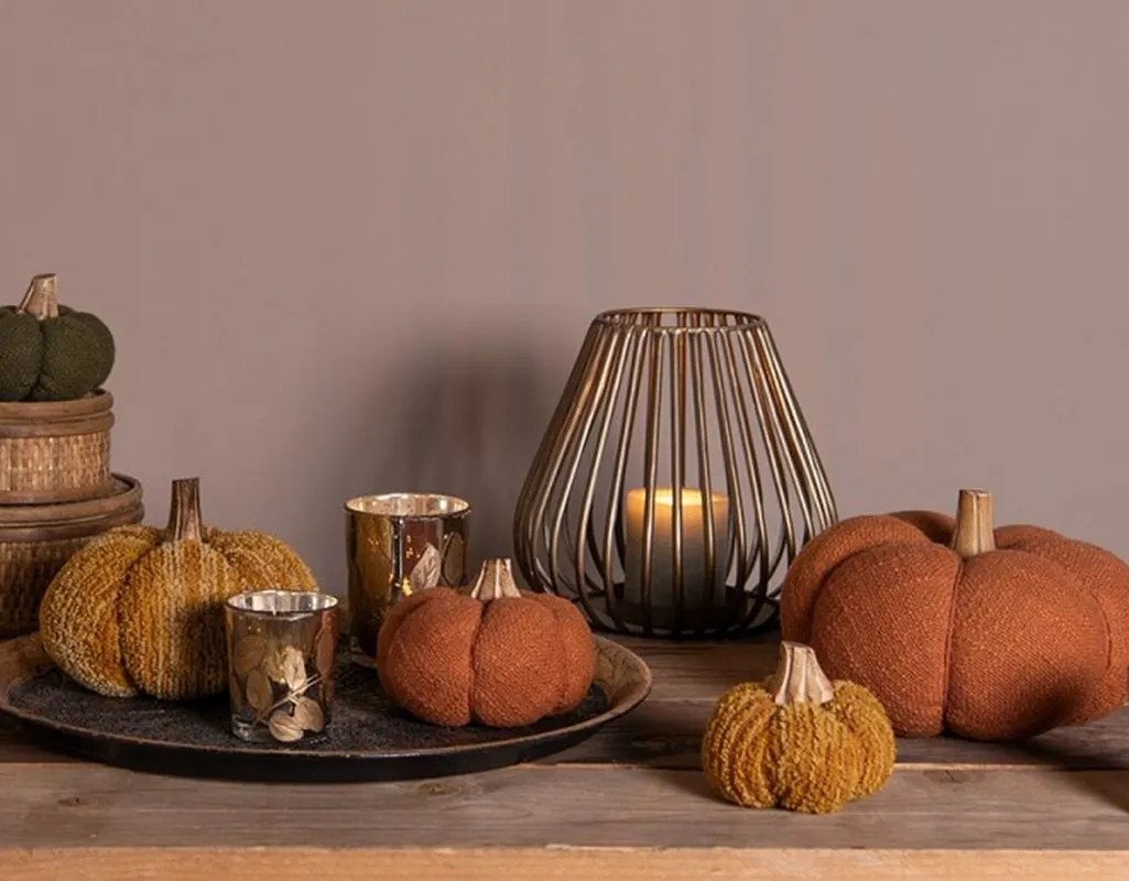 Oranžová textilná dekorácia tekvice Pumpkin - Ø 12*10 cm