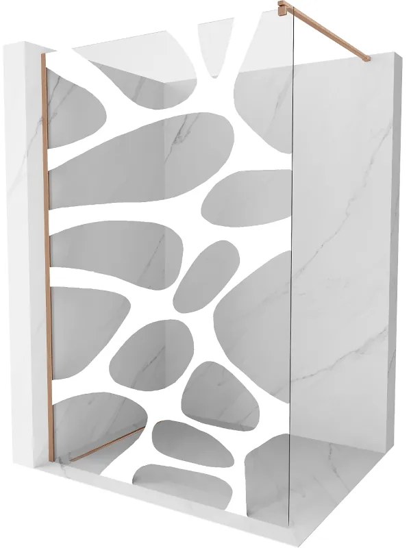 Mexen Kioto, sprchová zástena Walk-In 110 x 200 cm, 8mm číre sklo biely vzor, medený matný profil, 800-110-101-65-97