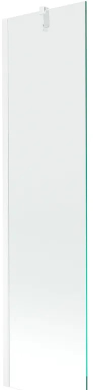 Mexen Next, vaňová zástena 1-krídlová 50 x 150 cm, fixné krídlo, 6 mm číre sklo, biely profil, 895-050-000-00-00-20