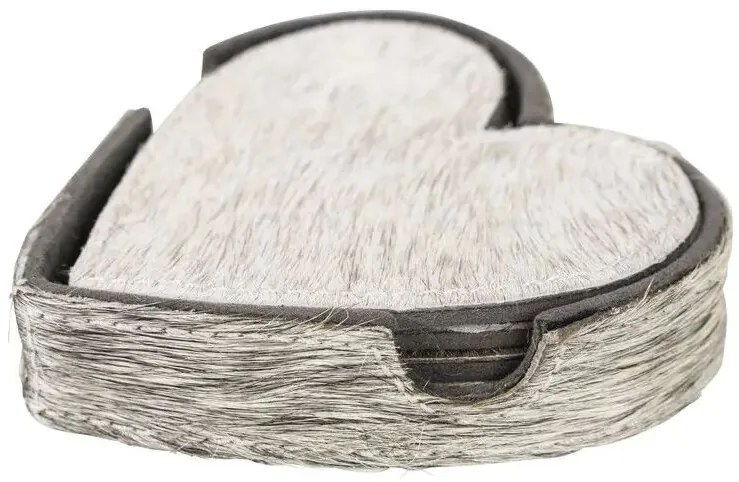 Sada 4ks kožených podtácok v tvare srdca Heart - 13*13*3 cm