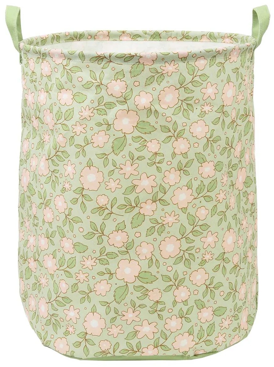 A Little Lovely Company - úložný kôš na hračky - kvetiny na šalviovej