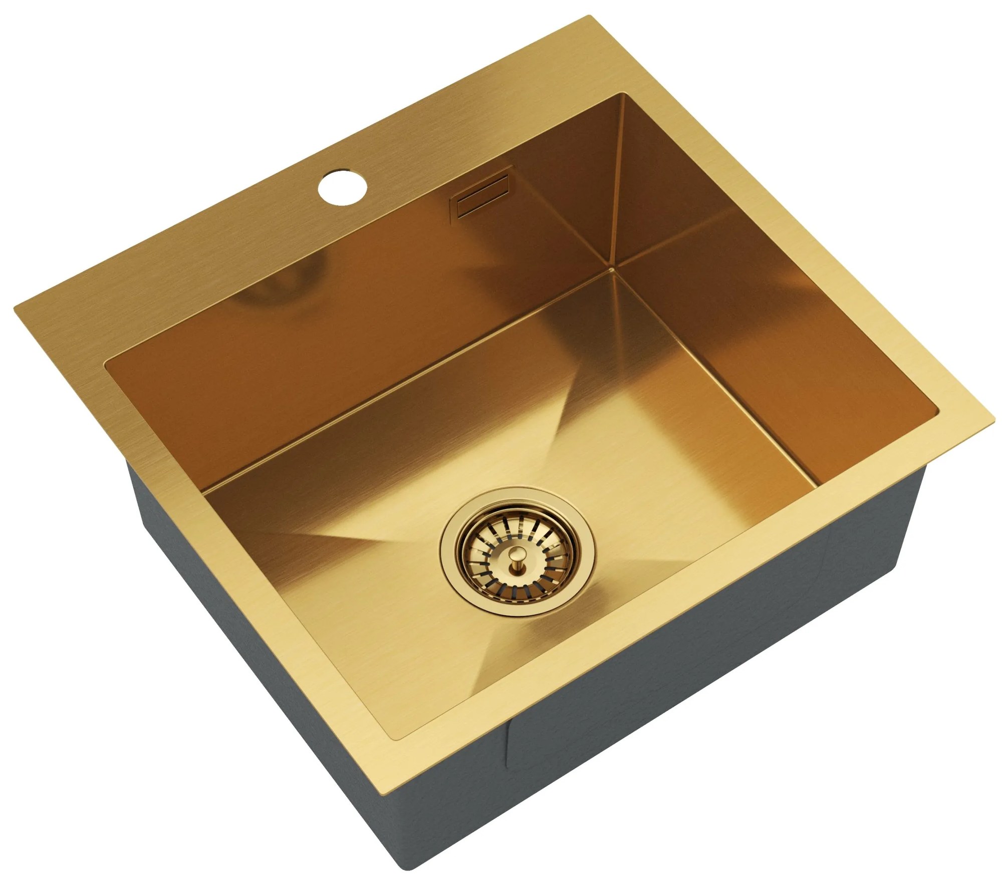 Gamma Gamma, 1-komorový oceľový drez 480x450x210 mm, brúsená zlatá, GMA-S4845-GD