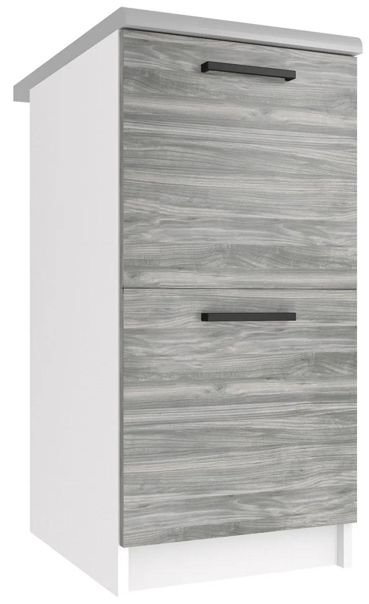 Kuchynská skrinka Belini spodná so zásuvkami 40 cm šedý antracit Glamour Wood s pracovnou doskou TOR SD2-40/0/WT/GW/0/B1