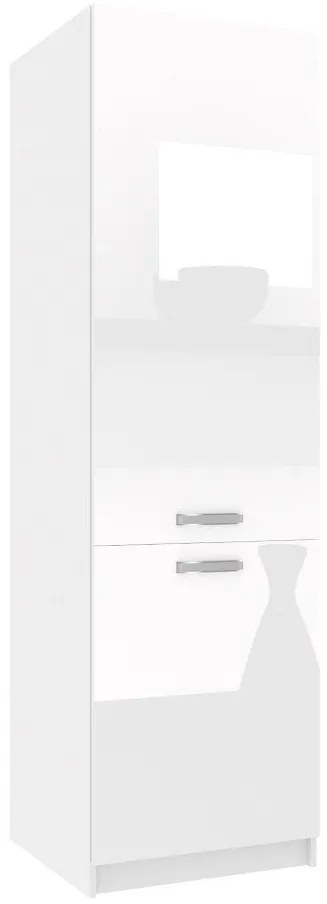 Vysoká kuchynská skrinka Belini pre vstavanú chladničku 60 cm biely lesk INF SSL60/0/WT/W/0/F