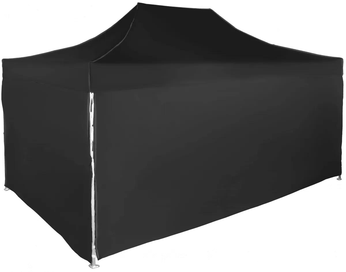 Rýchlorozkladací nožnicový stan 3x4,5m – hliníkový, Čierna, 4 bočné plachty
