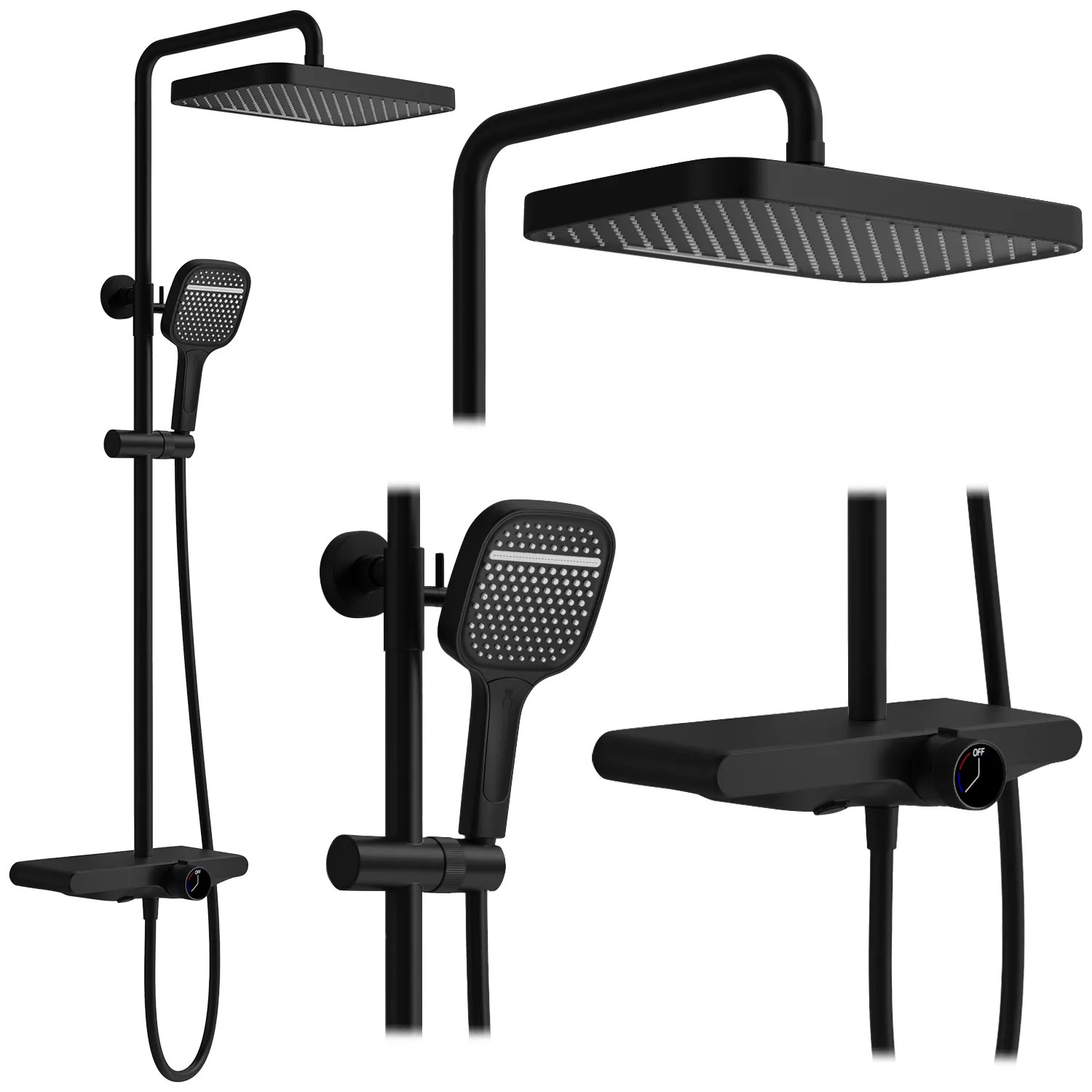 Rea Bari, sprchový set s hlavovou a ručnou sprchovou hlavicou, čierna matná, REA-P0891