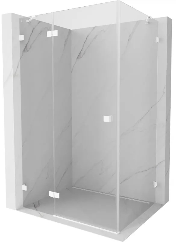 Mexen Lunar, výklopný sprchový kút ľavý 75 x 70 cm, 8mm číre sklo, biely profil, 834-075-070-20-00-L